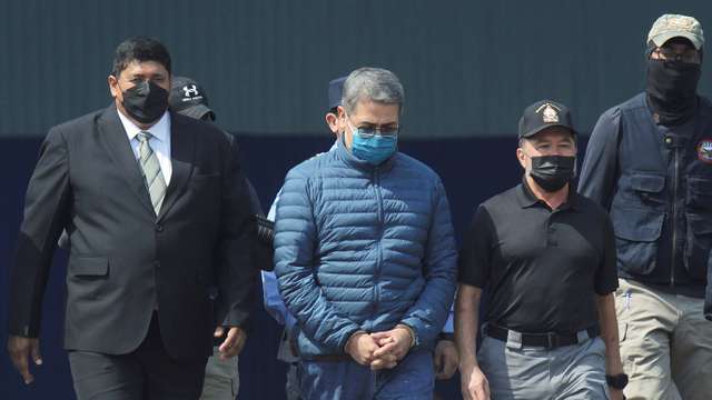 Honduras former President Juan Orlando Hernandez is being transported to the U.S., in Tegucigalpa