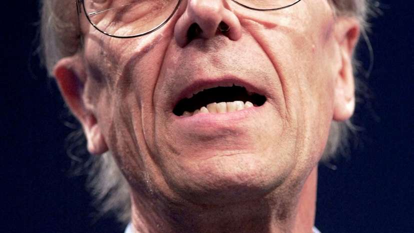 FILE PHOTO: Conservative Lord Tebbit speaks in the debate on law and order at the Conservative Party Conference