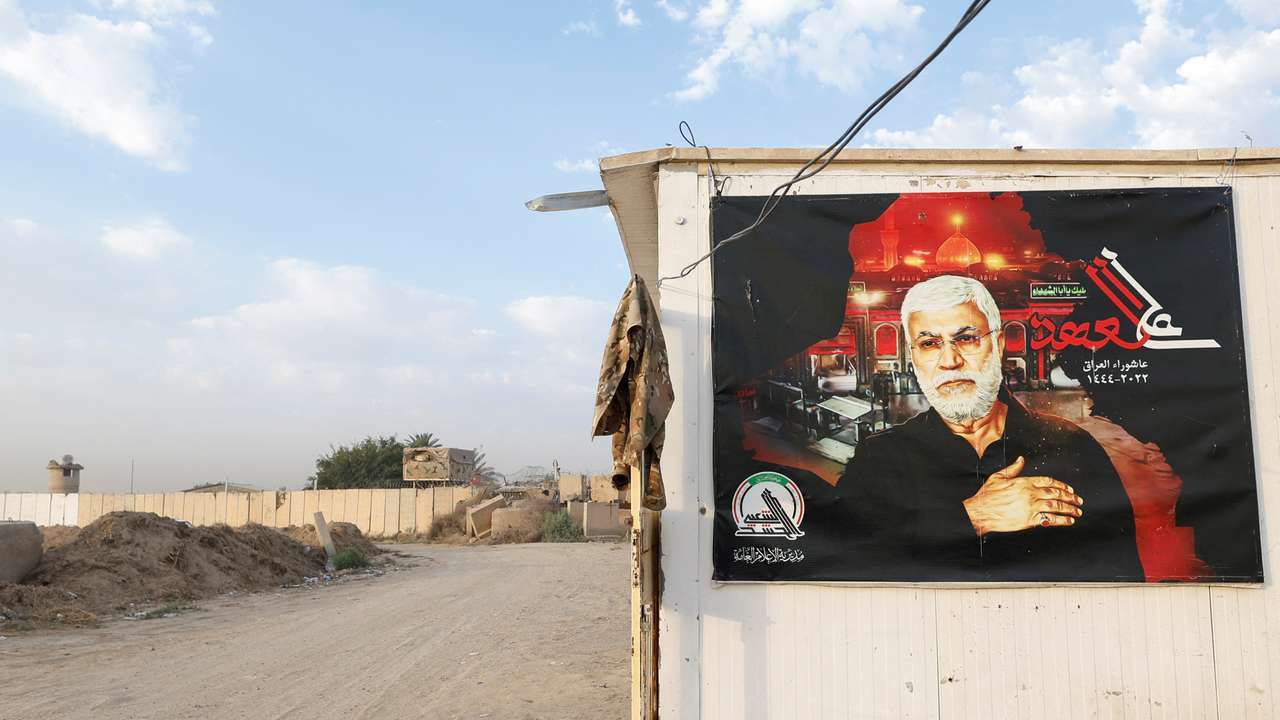 A general view shows the Kalso military base after it was hit by a huge explosion on late Friday, in Babil