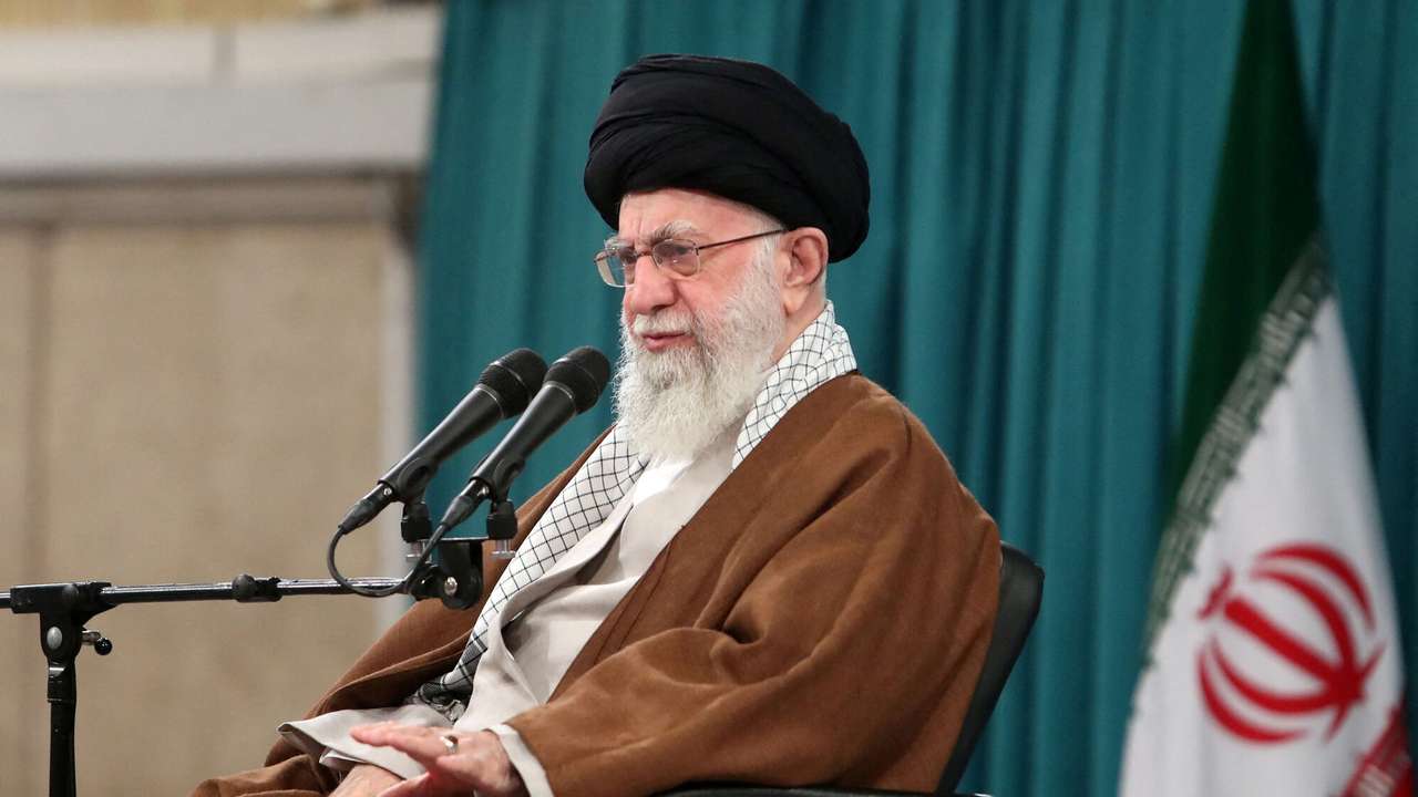 Iran's Supreme Leader Ayatollah Ali Khamenei speaks during a meeting with the families of the Islamic Revolutionary Guard Corps in Tehran