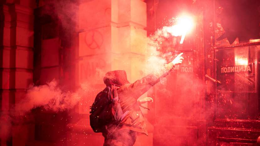 An anti-government protest after fatal railway collapse, in Novi Sad
