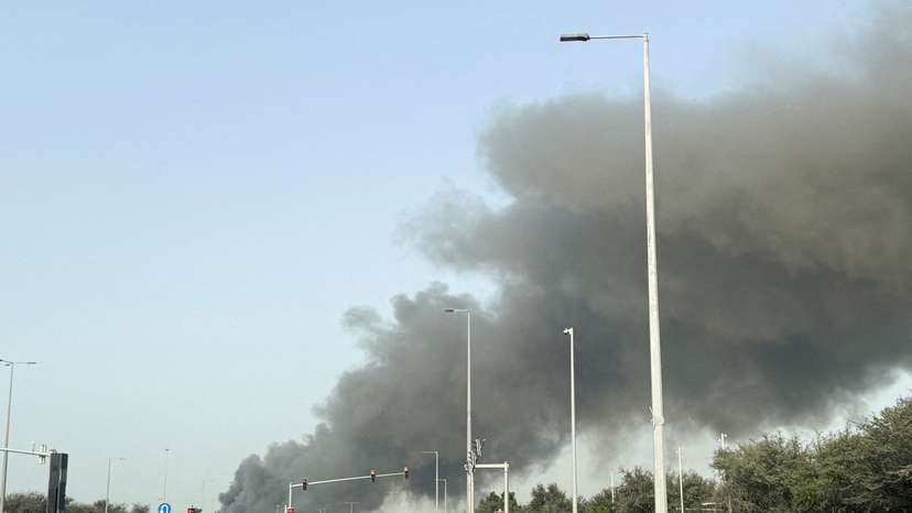 FILE PHOTO: Smoke billows from Zayed port after an Iranian attack, following United States and Israel strikes on Iran, in Abu Dhabi