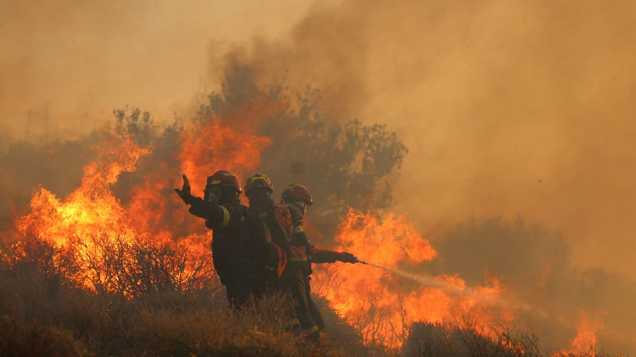 Wildfire burns in Ierapetra on the island of Crete