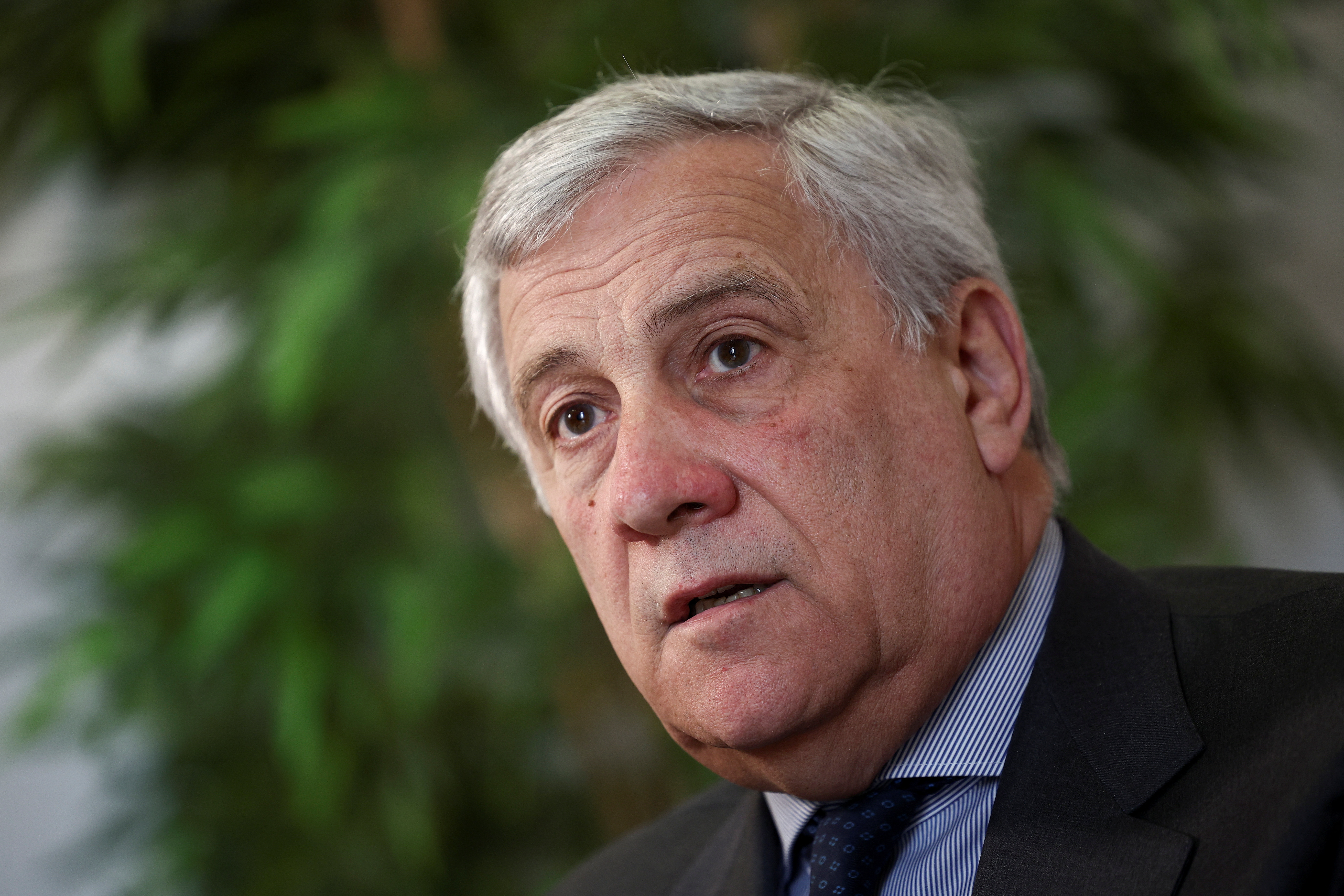 Italian Foreign Minister Antonio Tajani speaks during an interview with Reuters, in Rome