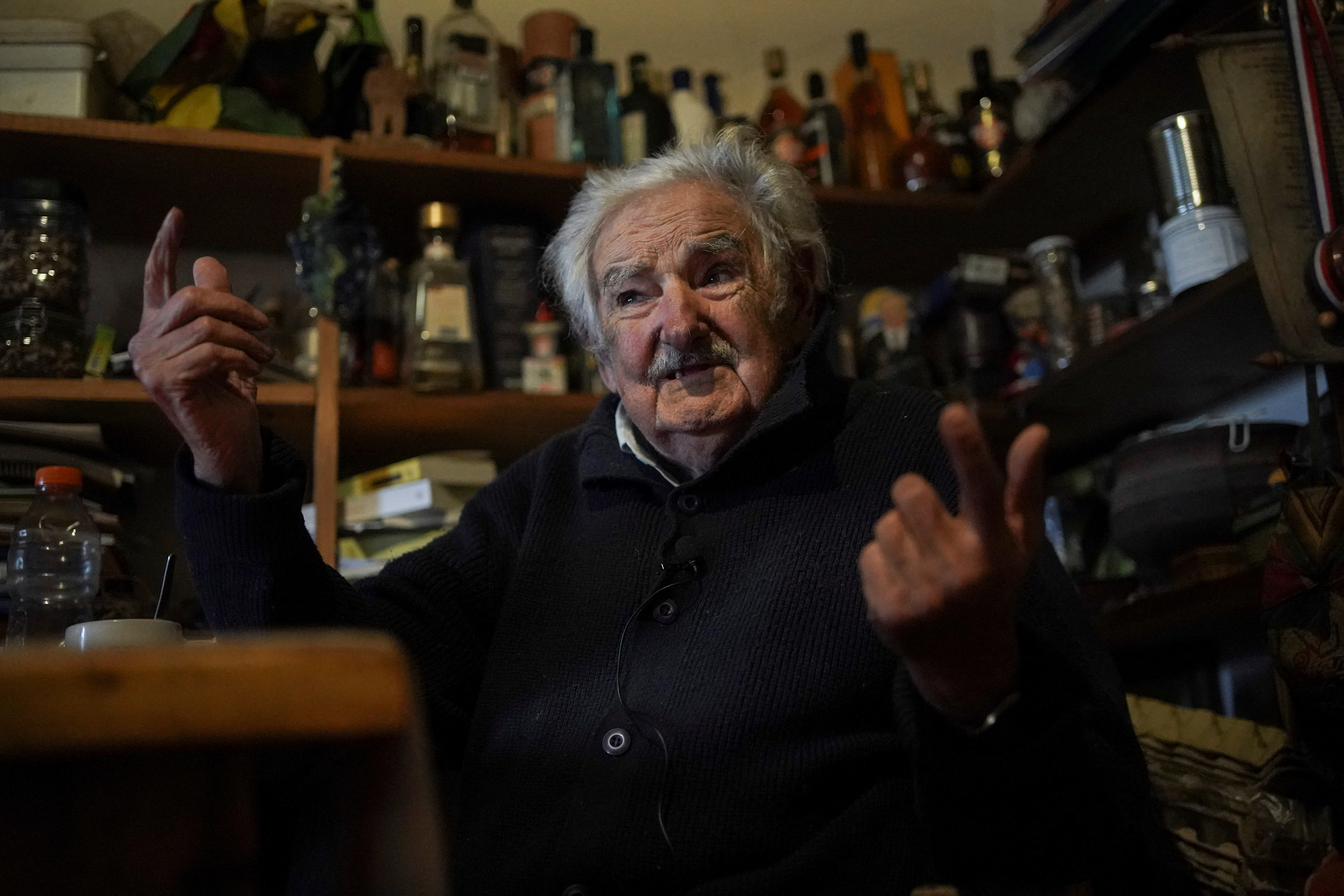 Uruguay's former President Jose "Pepe" Mujica in an interview with Reuters, in Rincon del Cerro