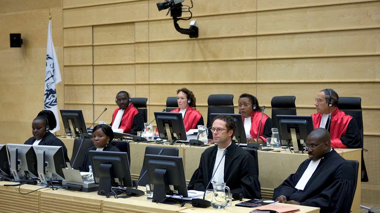 FILE PHOTO: Presiding Justice Julia Sebutinde and members of the court attend the trial of Liberia's former President Charles Taylor in The Hague