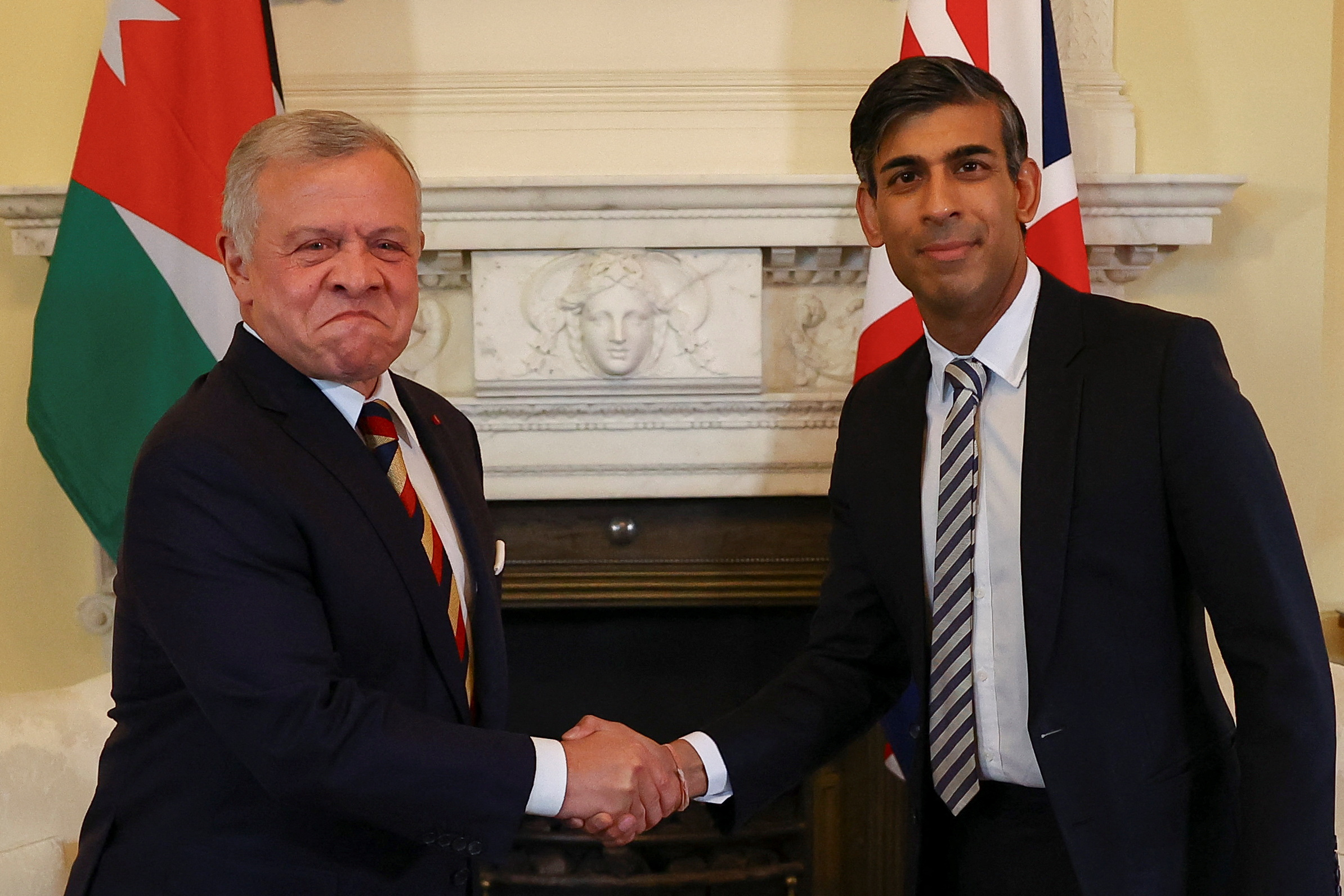 British Prime Minister Rishi Sunak meets Jordan's King Abdullah II, at Downing Street in London