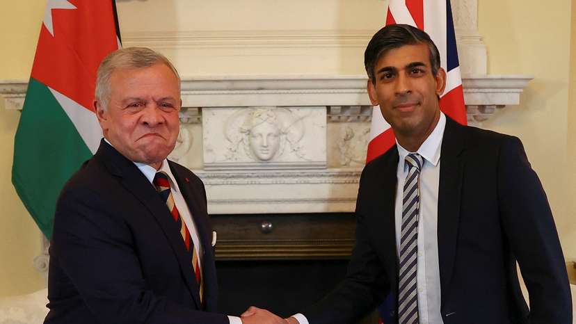 British Prime Minister Rishi Sunak meets Jordan's King Abdullah II, at Downing Street in London