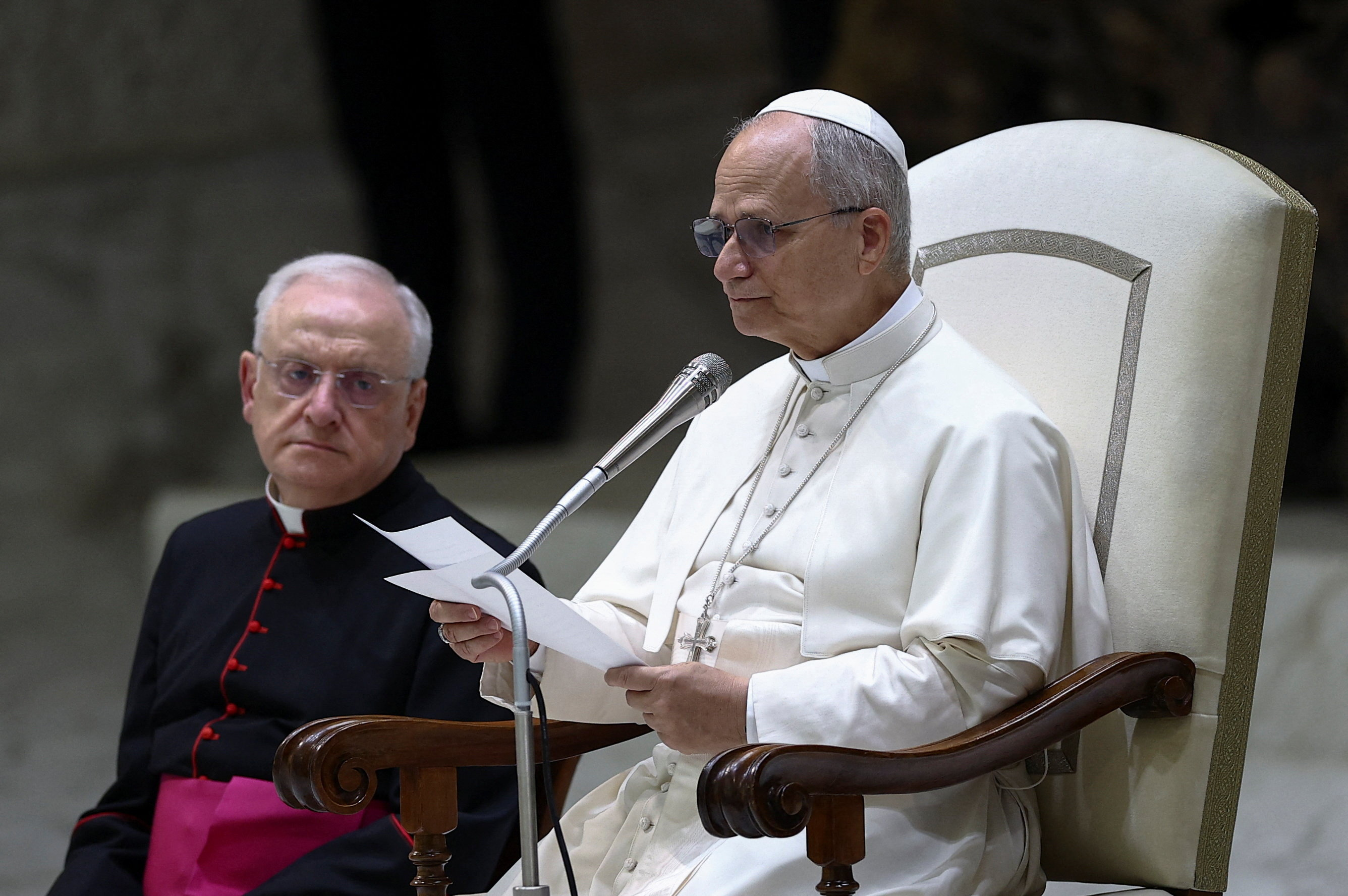 Pope Leo XIV holds the weekly general audience in the Paul VI Hall at the Vatican