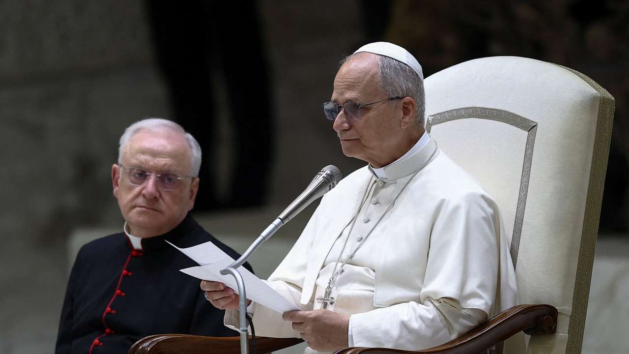 Pope Leo XIV holds the weekly general audience in the Paul VI Hall at the Vatican
