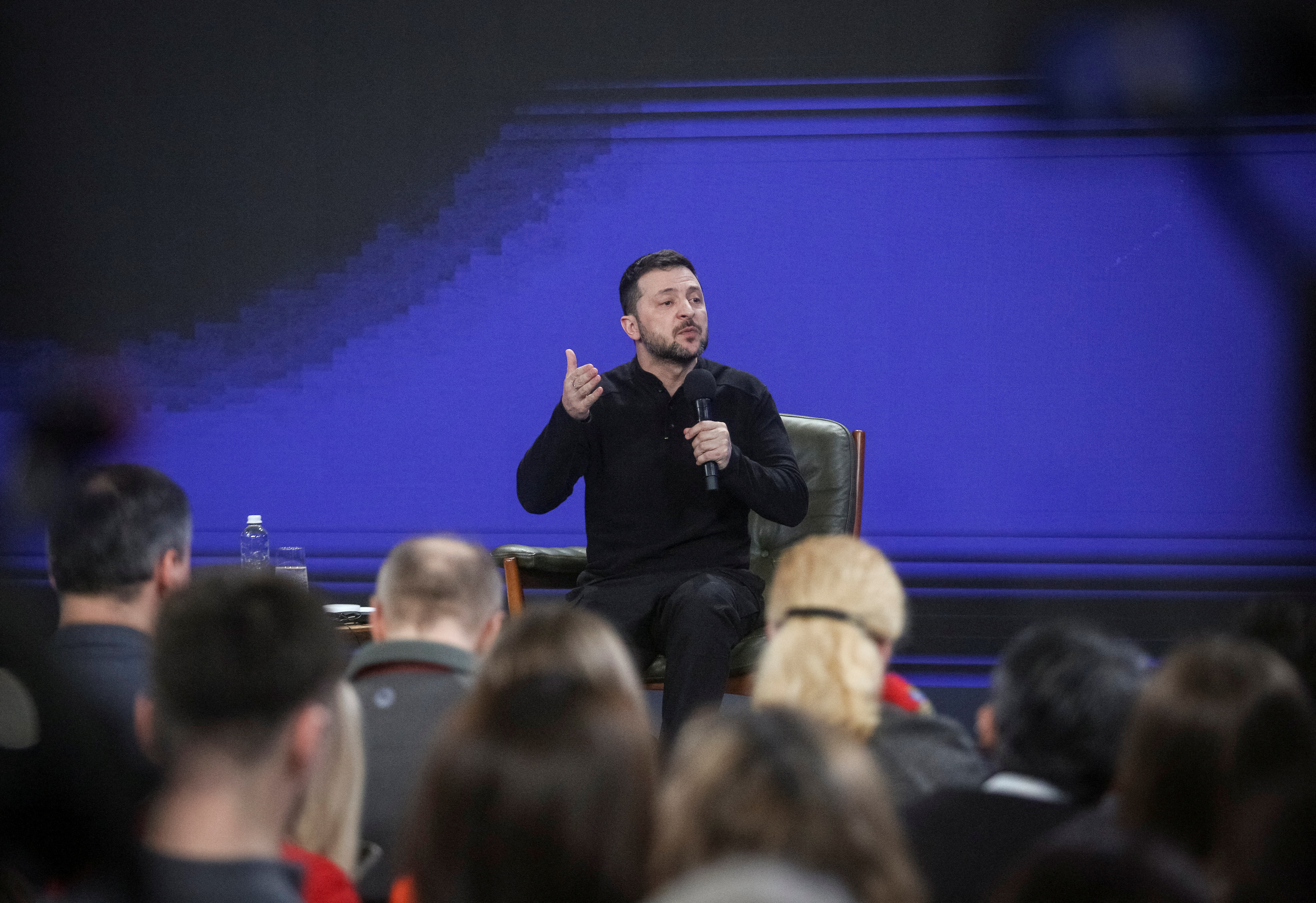 Ukraine's President Zelenskiy attends a press conference in Kyiv