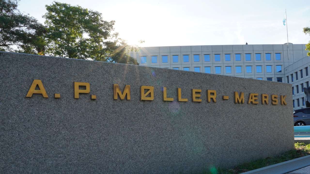 A view of the sign for A.P. Moller-Maersk outside their offices in Copenhagen