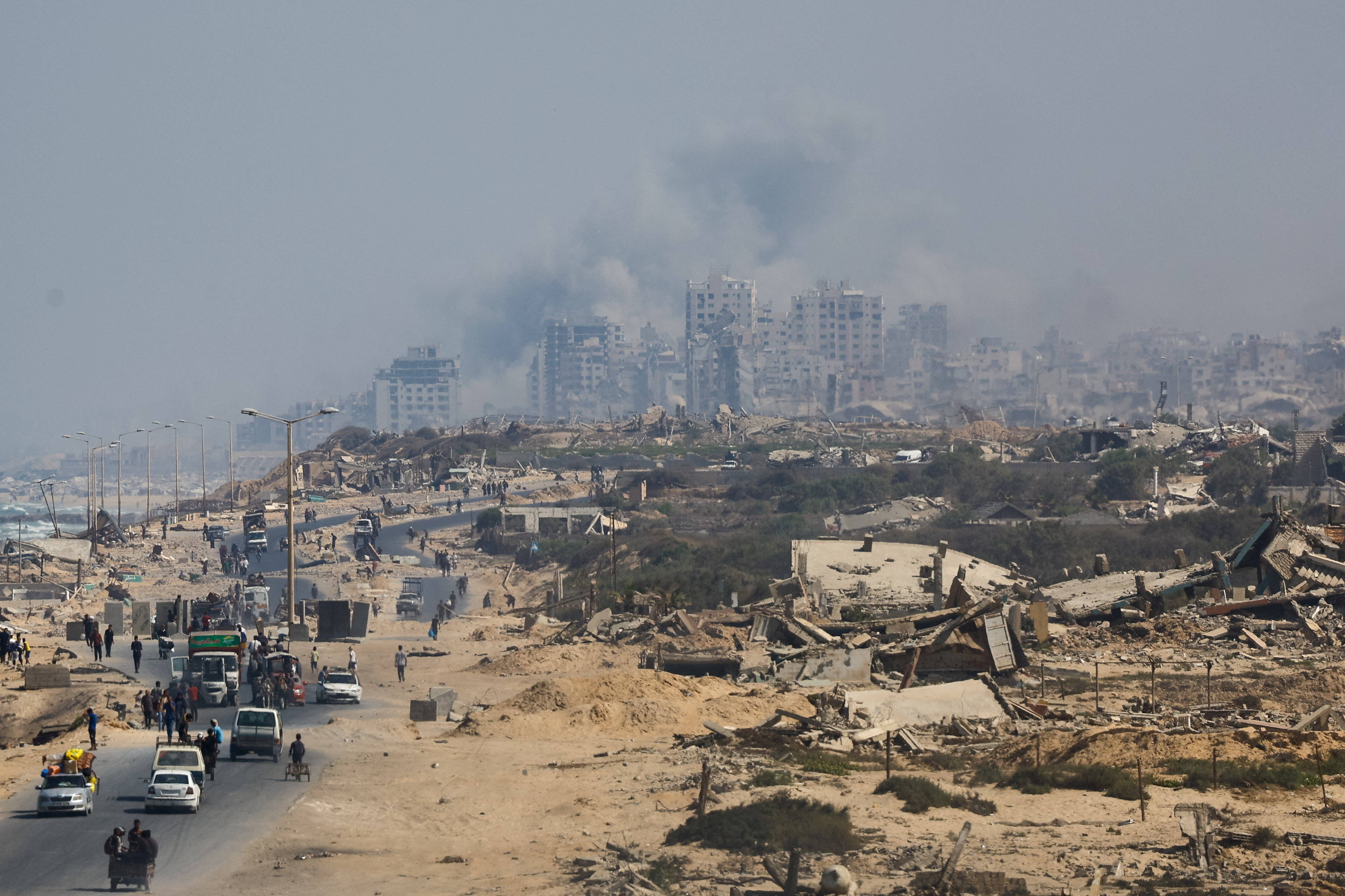 Smoke rises during an Israeli military operation in Gaza City, as seen from the central Gaza Strip