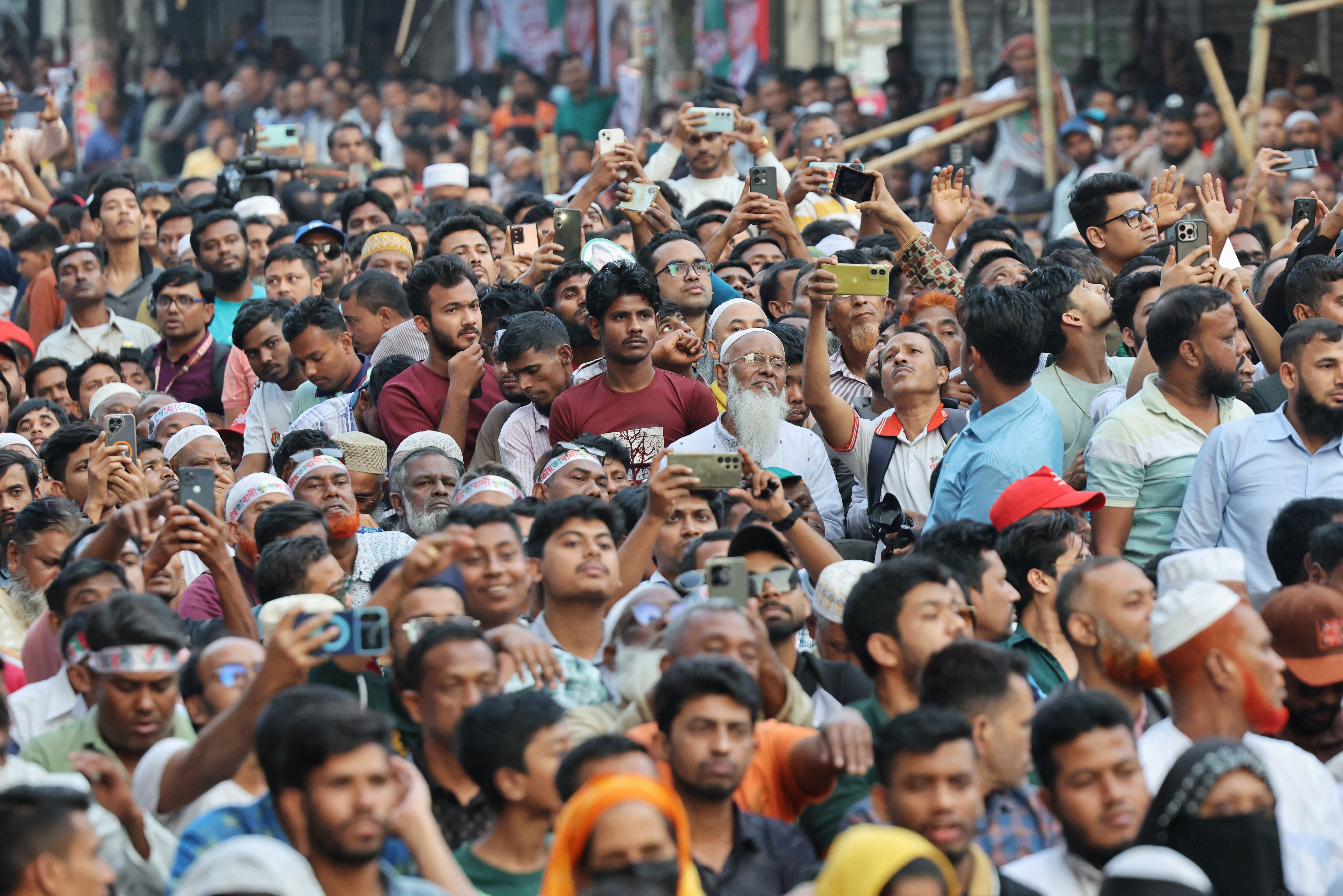 Bangladesh Nationalist Party (BNP) chairman Tarique Rahman attends in an election campaign rally, ahead of the national election at Jatrabari, in Dhaka