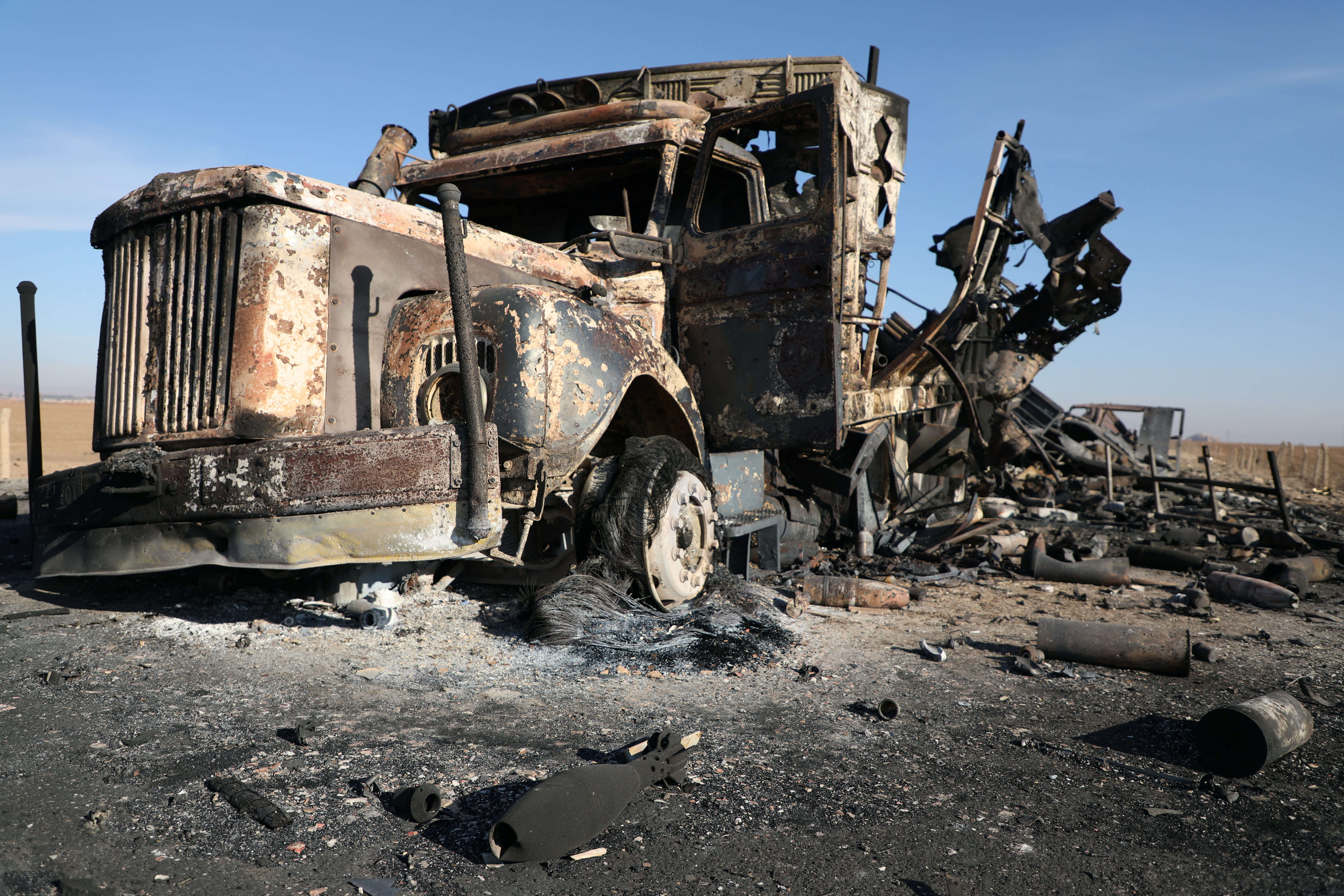 Damage around Qamishli International Airport area