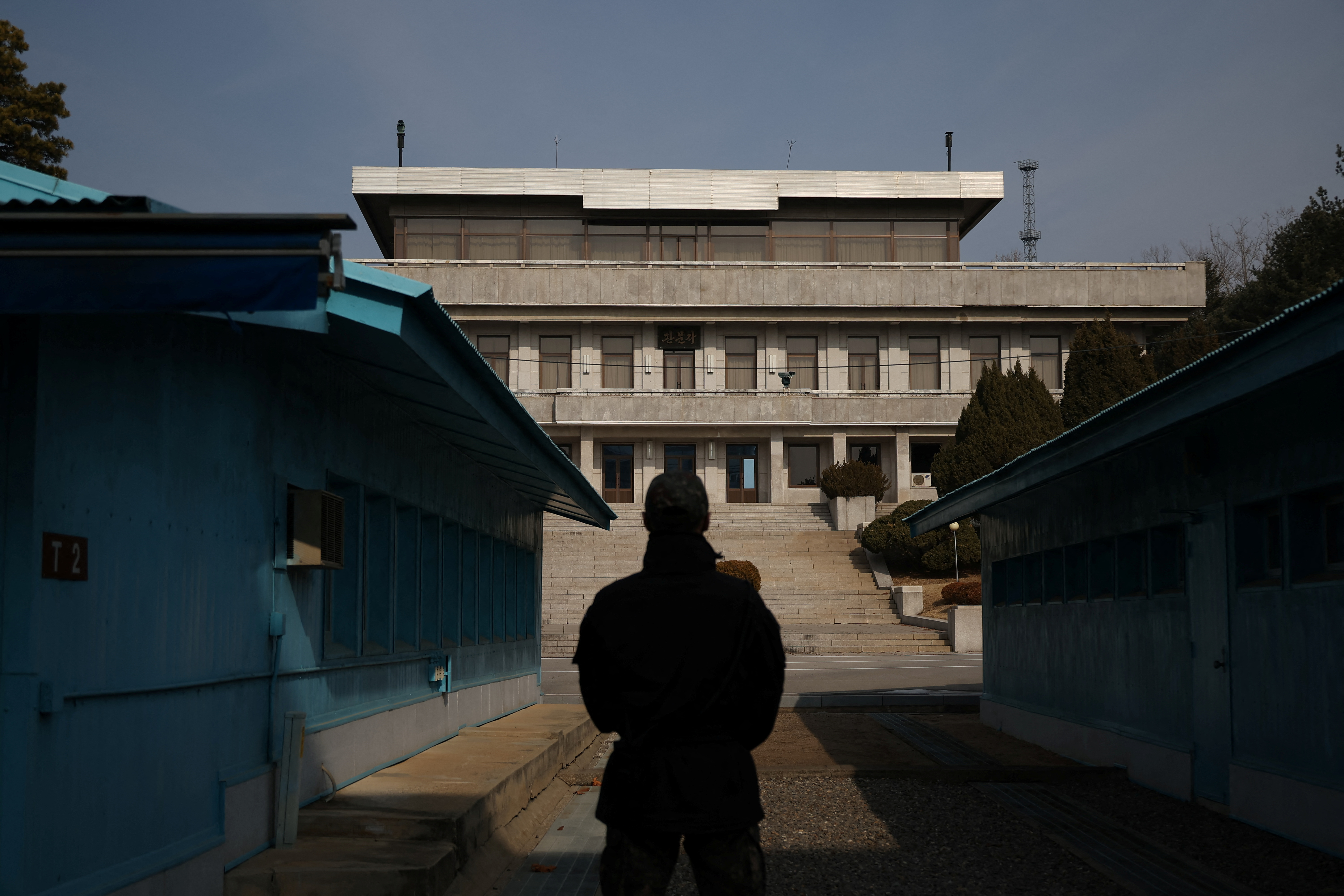 View of the inter-Korean border amid growing threats from North Korea