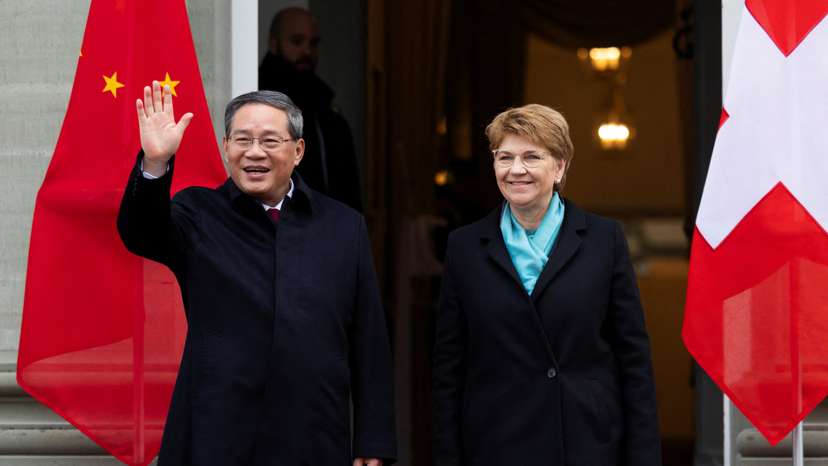 Swiss President Viola Amherd meets with Prime Minister of the People's Republic of China, Li Qiang, in Kehrsatz near Bern