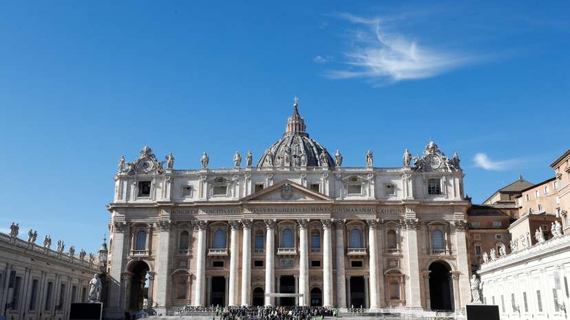 Faithful visits Saint Peter's Square while Pope Francis is hospitalized for bronchitis treatment at the Vatican