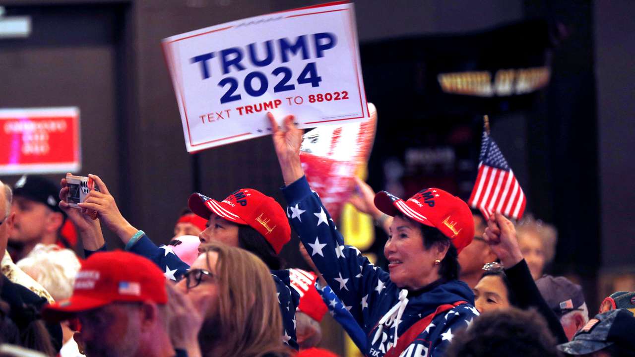 FILE PHOTO: Donald J. Trump speaks at a Commit to Caucus rally in Las Vegas