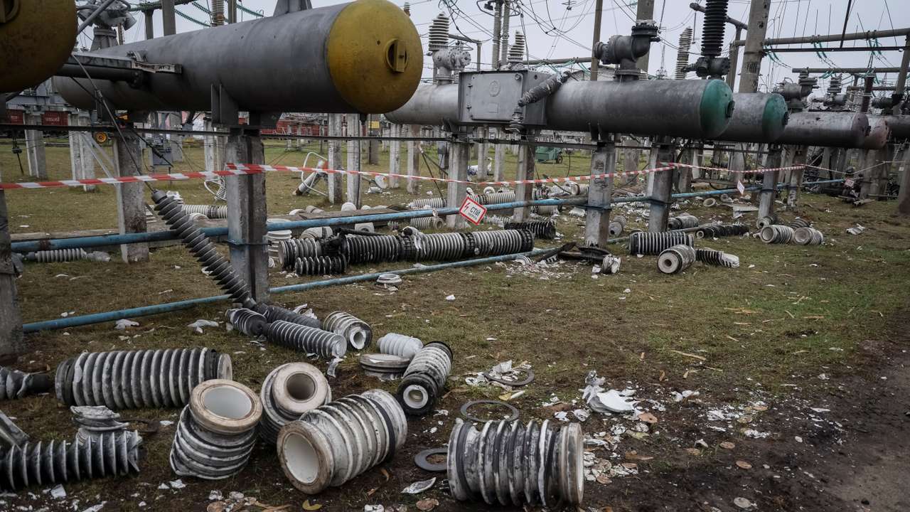 View shows a high-voltage substation of Ukrenergo damaged by a Russian military strike in central Ukraine