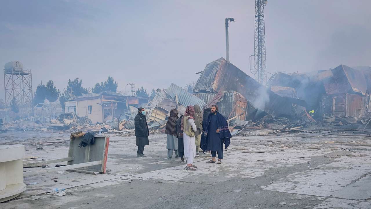 Aftermath of an air strike in Kabul