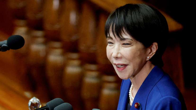 FILE PHOTO: Japanese Prime Minister Sanae Takaichi in parliament in Tokyo