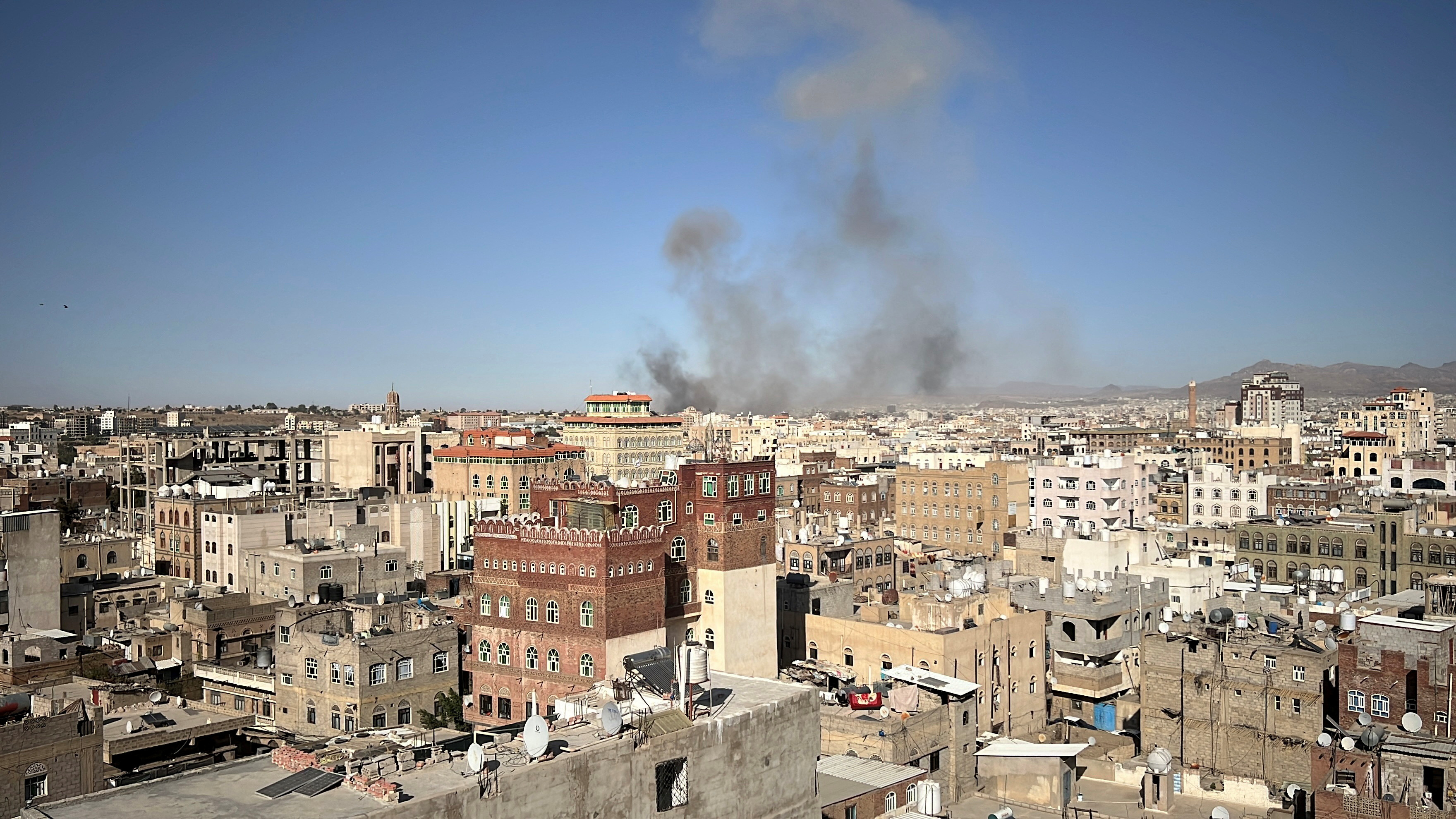 Smoke rises after U.S. strikes in Sanaa