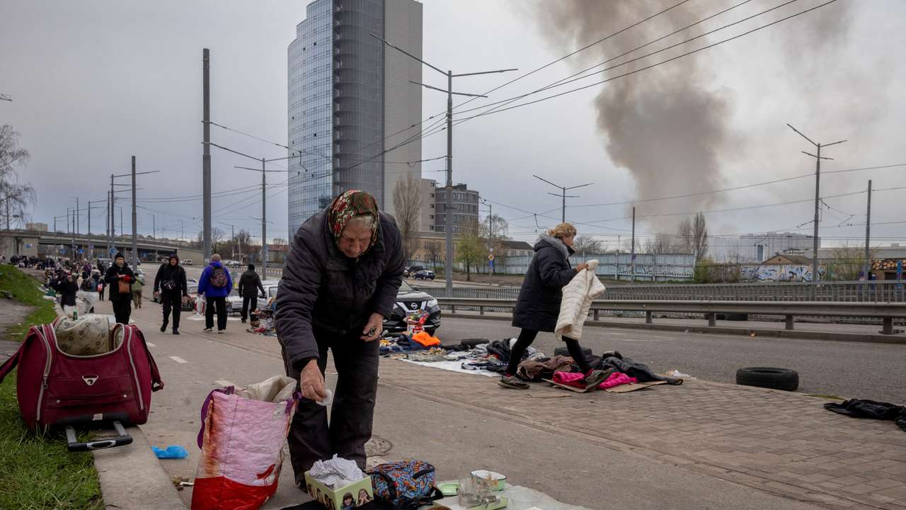 Aftermath of a Russian missile strike, in Kyiv