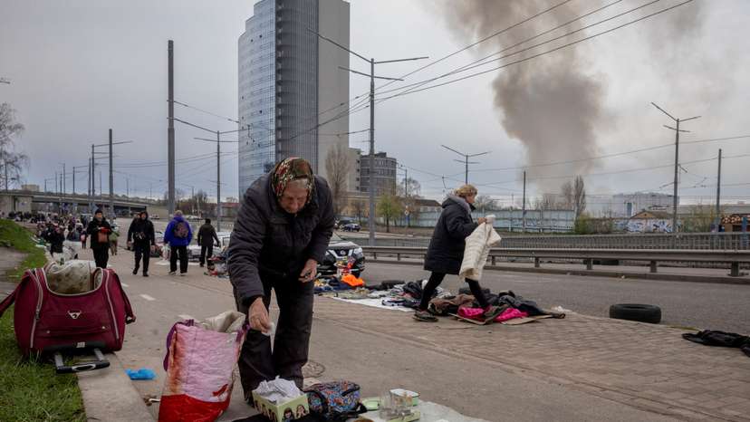 Aftermath of a Russian missile strike, in Kyiv