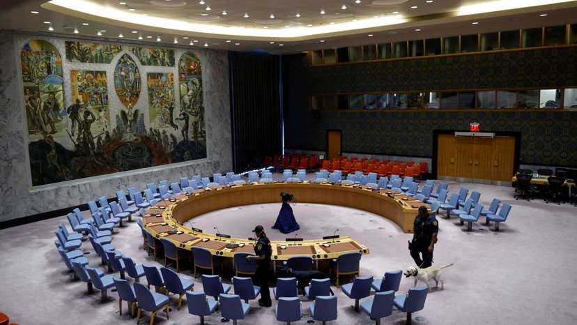 FILE PHOTO: UN Security Council meets publicly to discuss the Israel-Hamas conflict in Gaza
