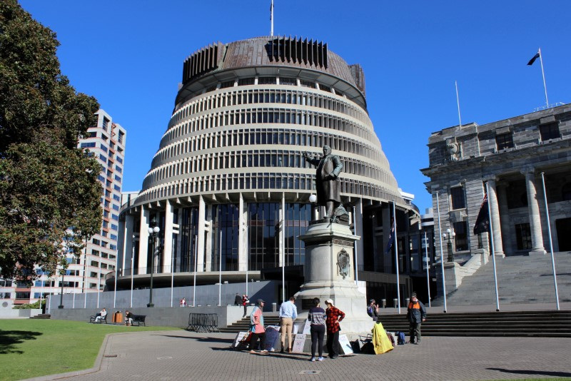 FILE PHOTO: The Executive Wing of the New Zealand Parliament complex, popularly known as the "Beehive", in Wellington