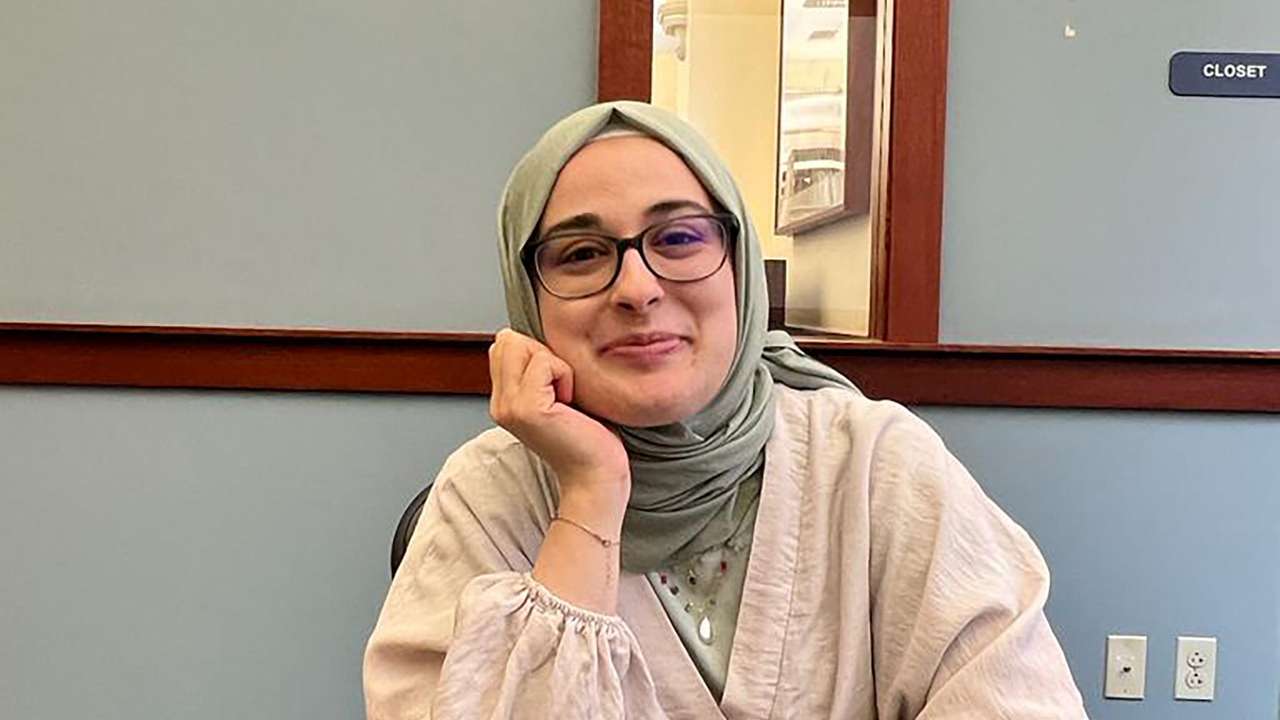 Rumeysa Ozturk, a Turkish doctoral student at Tufts University in Somerville, Massachusetts, poses in an undated photograph