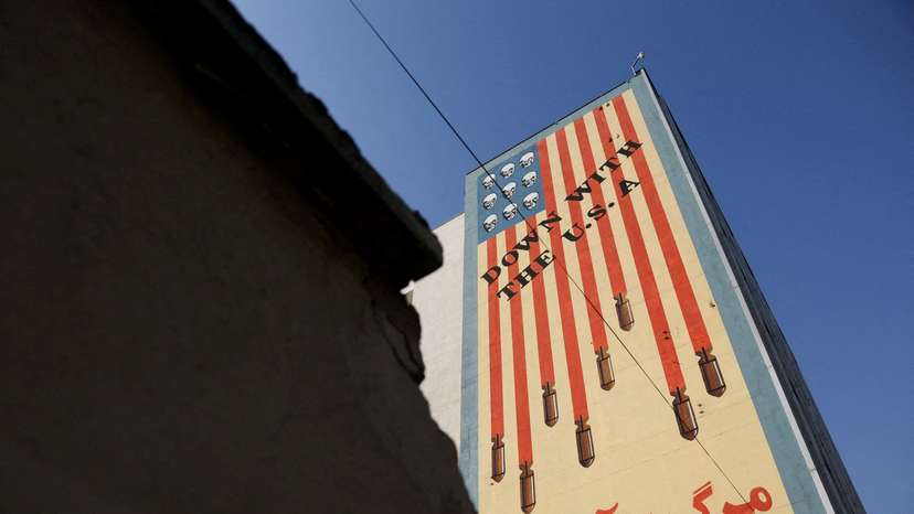 FILE PHOTO: An anti-U.S. mural on a building in Tehran