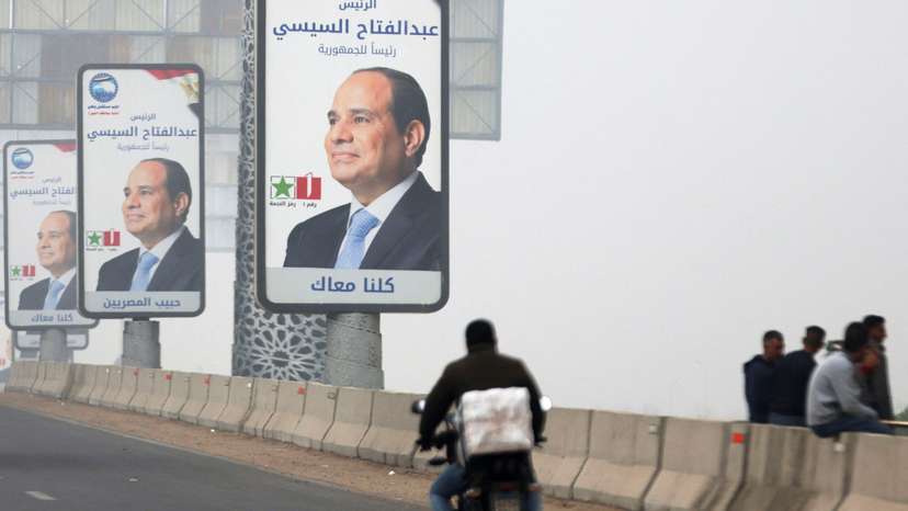 A view shows posters of presidential candidate and current Egyptian President Abdel Fattah al-Sisi in Cairo