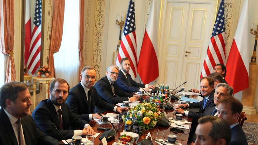 U.S. Secretary of State Blinken meets Polish President Andrzej Duda during a visit in Warsaw
