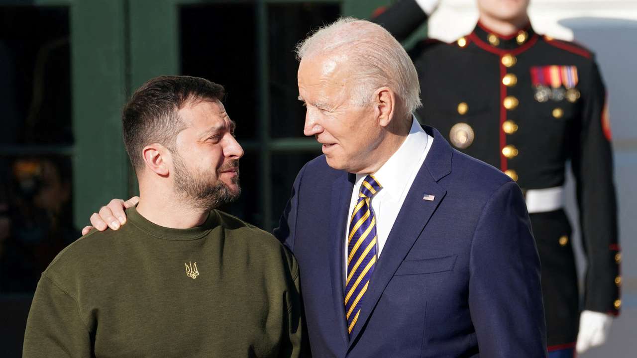 FILE PHOTO: U.S. President Biden welcomes Ukraine's President Zelenskiy at the White House in Washington