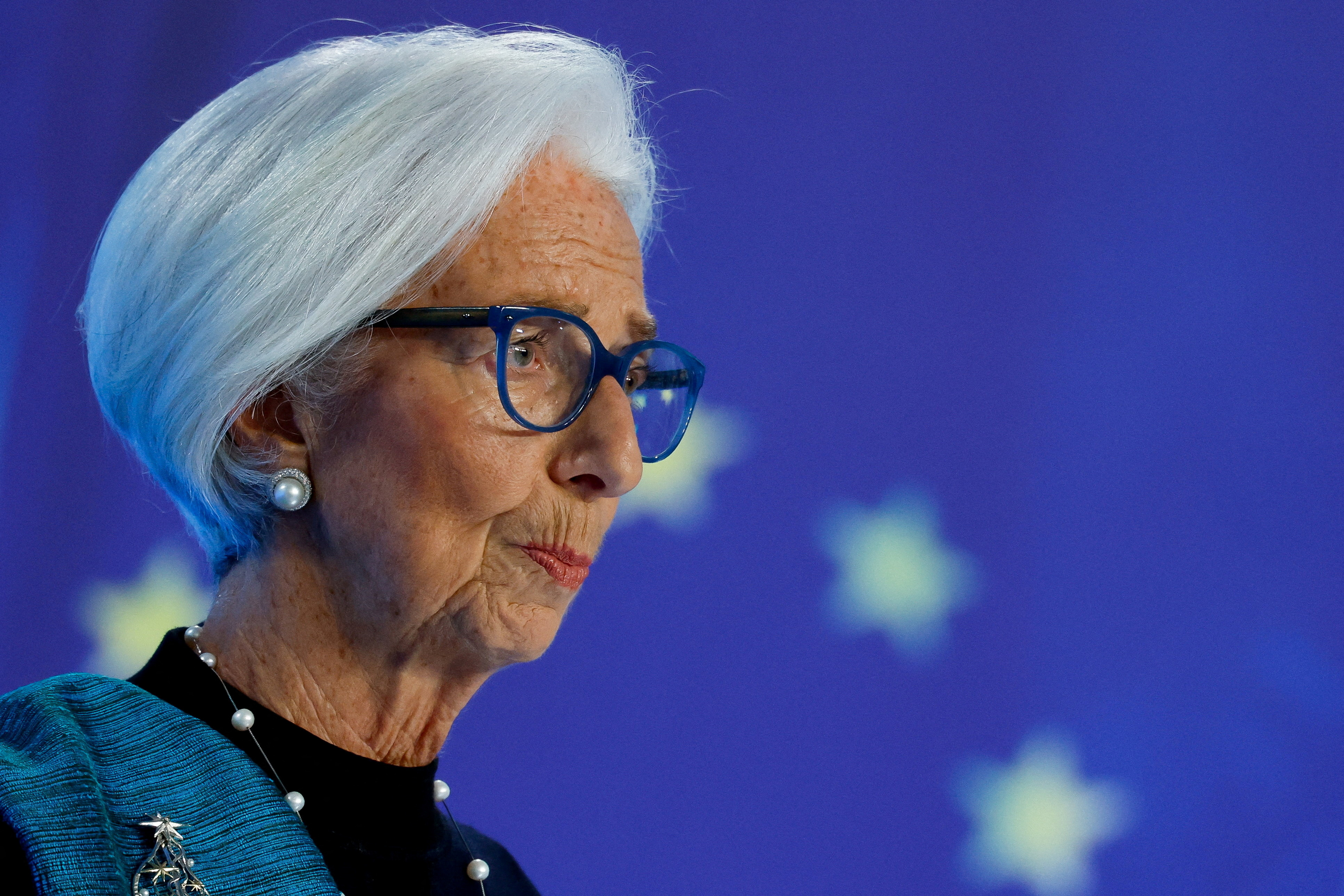 FILE PHOTO: ECB President Christine Lagarde addresses the media in Frankfurt