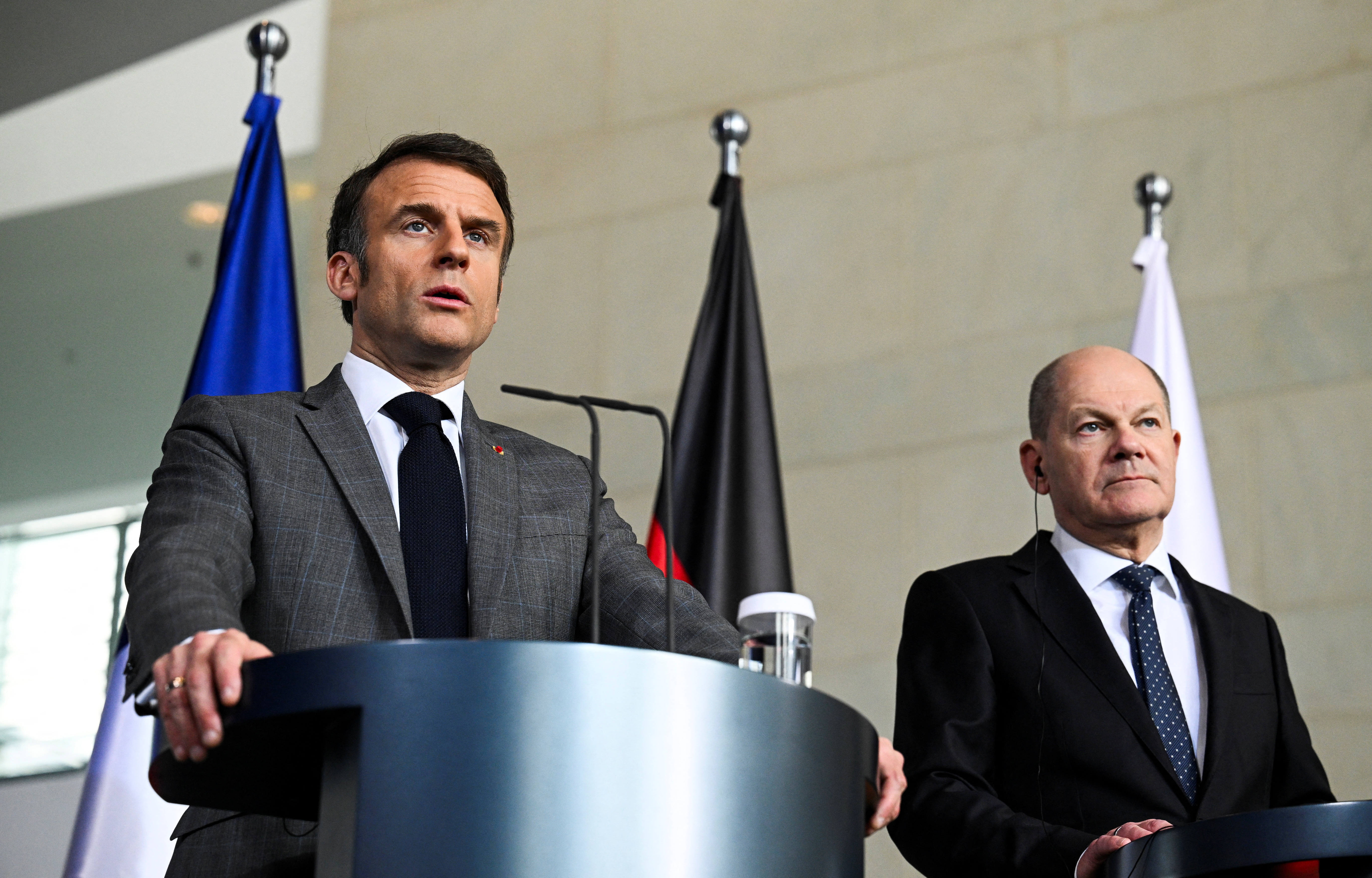 Polish PM Tusk and France's President Macron meet with German Chancellor Scholz in Berlin