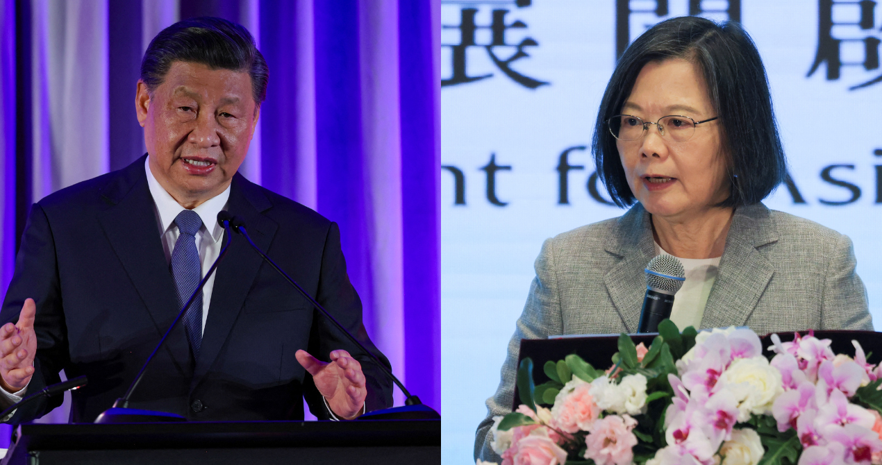 "Senior Chinese Leader Event" on the sidelines of the APEC summit, in San Francisco (L) and Yushan Forum in Taipei (R)