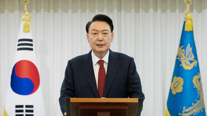 South Korean President Yoon Suk Yeol delivers an address to the nation