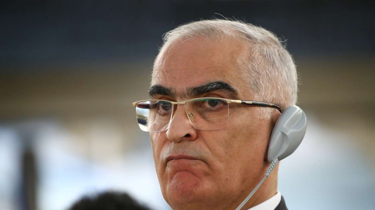 Khraishi Ambassador of Palestine to the UN attends a session of the Human Rights Council at the United Nations in Geneva