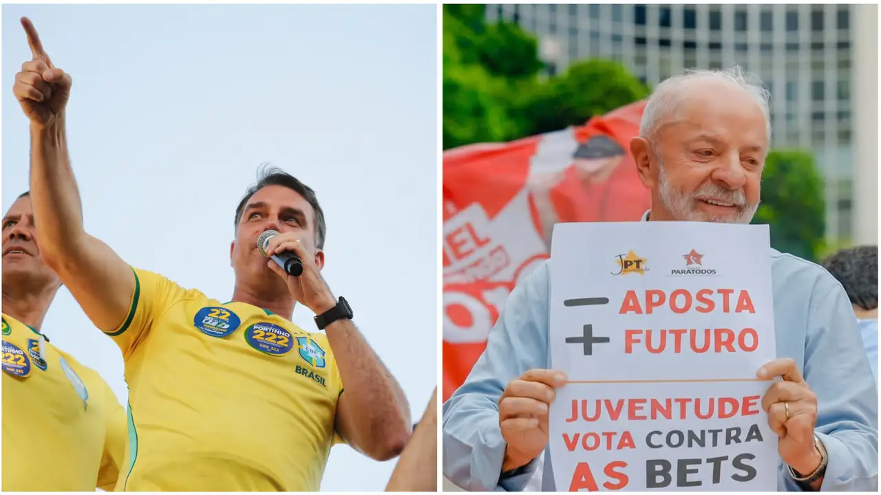 Flávio Bolsonaro (PL) e Lula (PT)