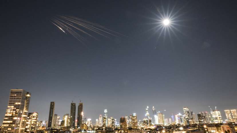 An Iranian missile with cluster munitions flies towards Israel, amid the U.S.-Israeli conflict with Iran, in central Israel