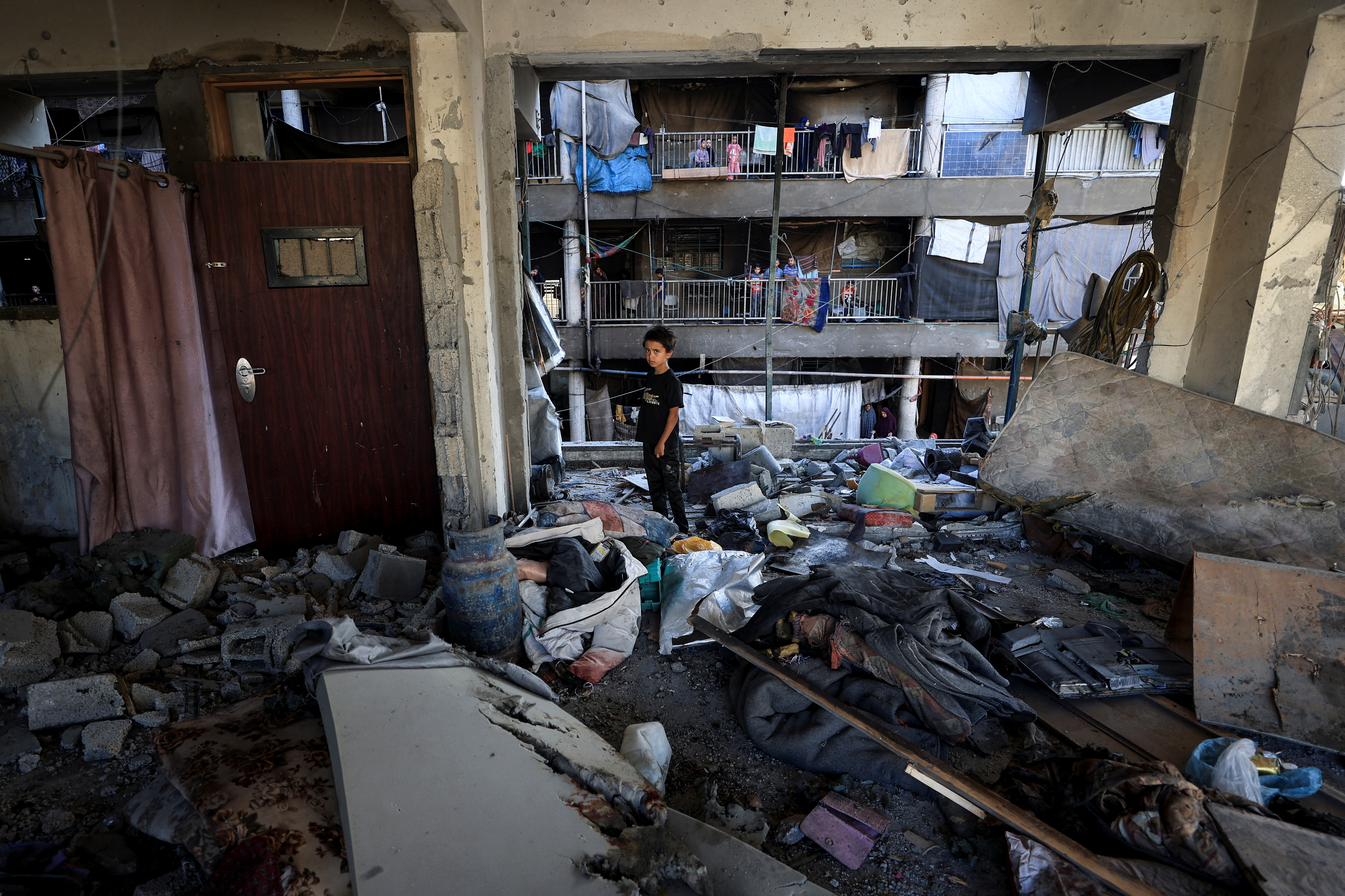 Aftermath of an Israeli air strike on an UNRWA school sheltering displaced people, in Gaza City