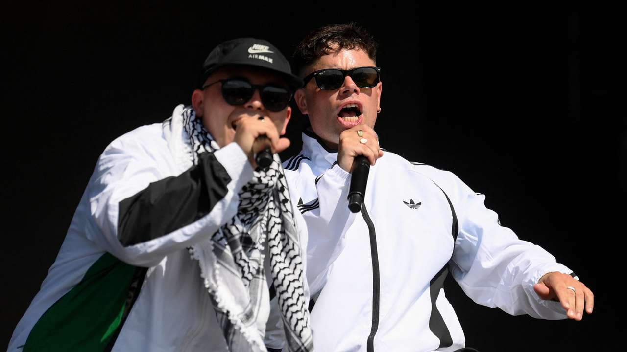 Kneecap performs at Glastonbury Festival