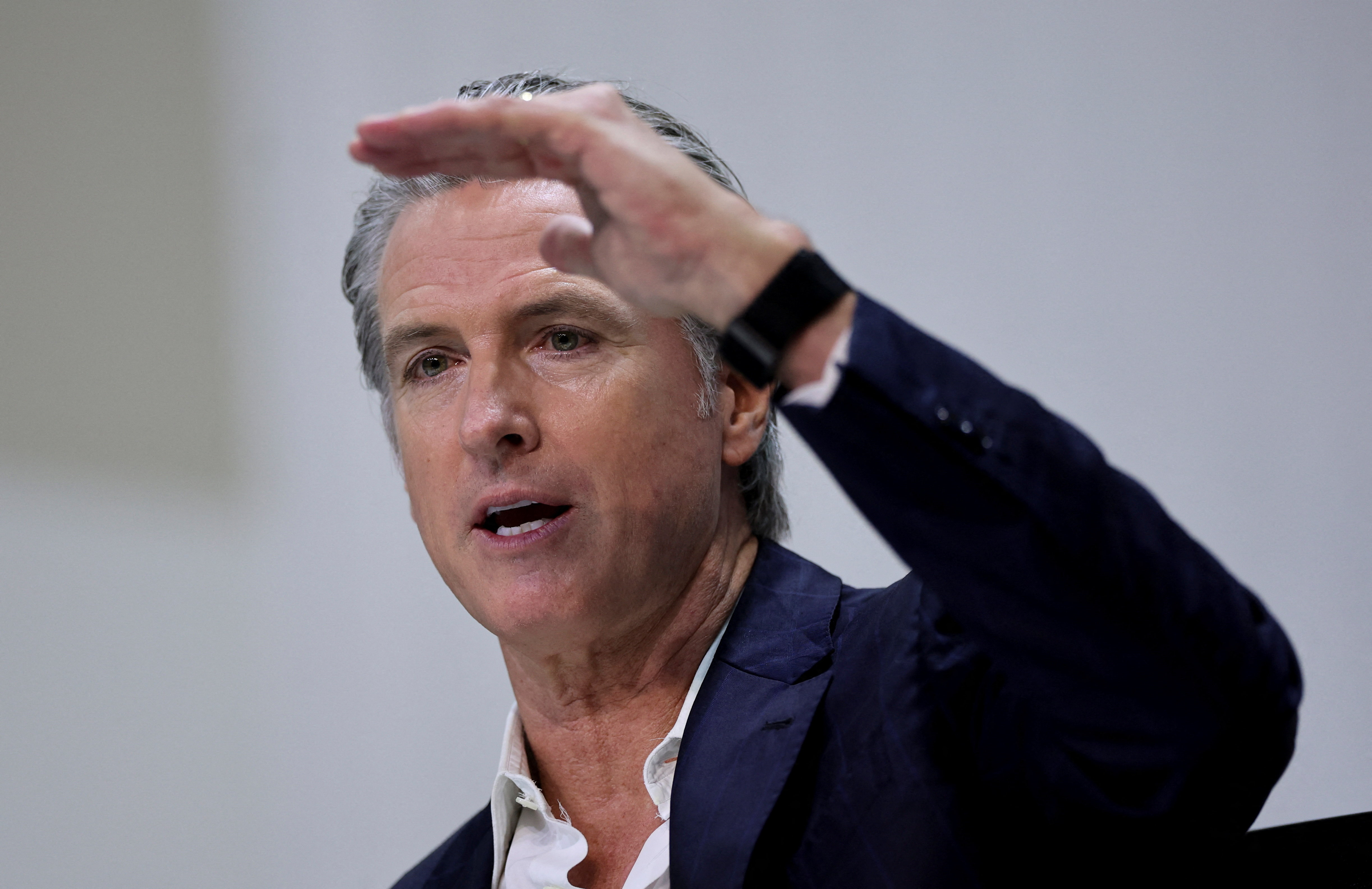 California Governor Gavin Newsom attends a press conference the UN Climate Change Conference (COP30), in Belem