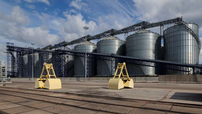 FILE PHOTO: Grain terminal in Baltic port of Vysotsk