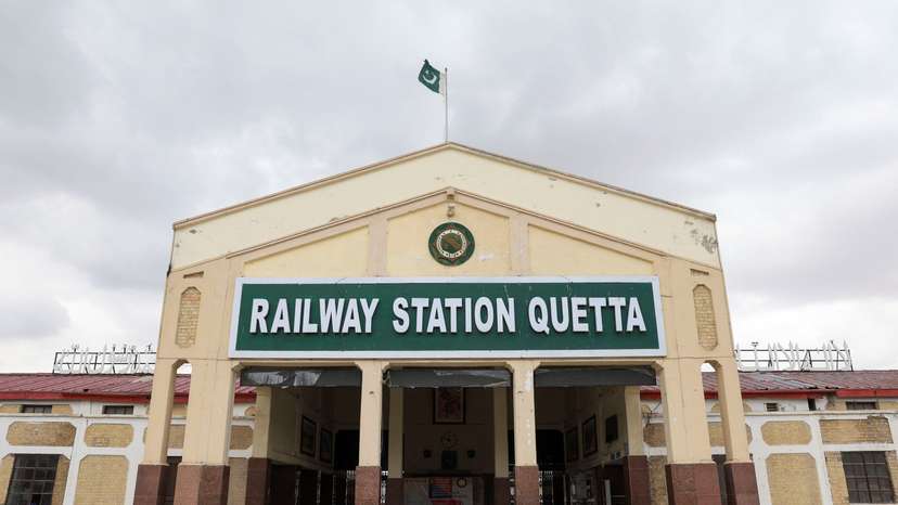A view shows the railway station, after the train service is halted following the attack on a train by separatist militants in Bolan, in Quetta