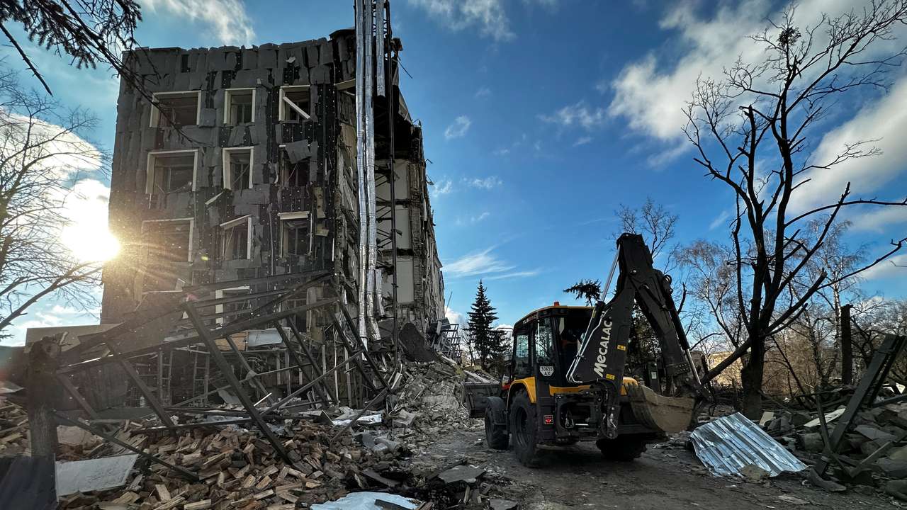 Aftermath of a Russian missile attack in Izium