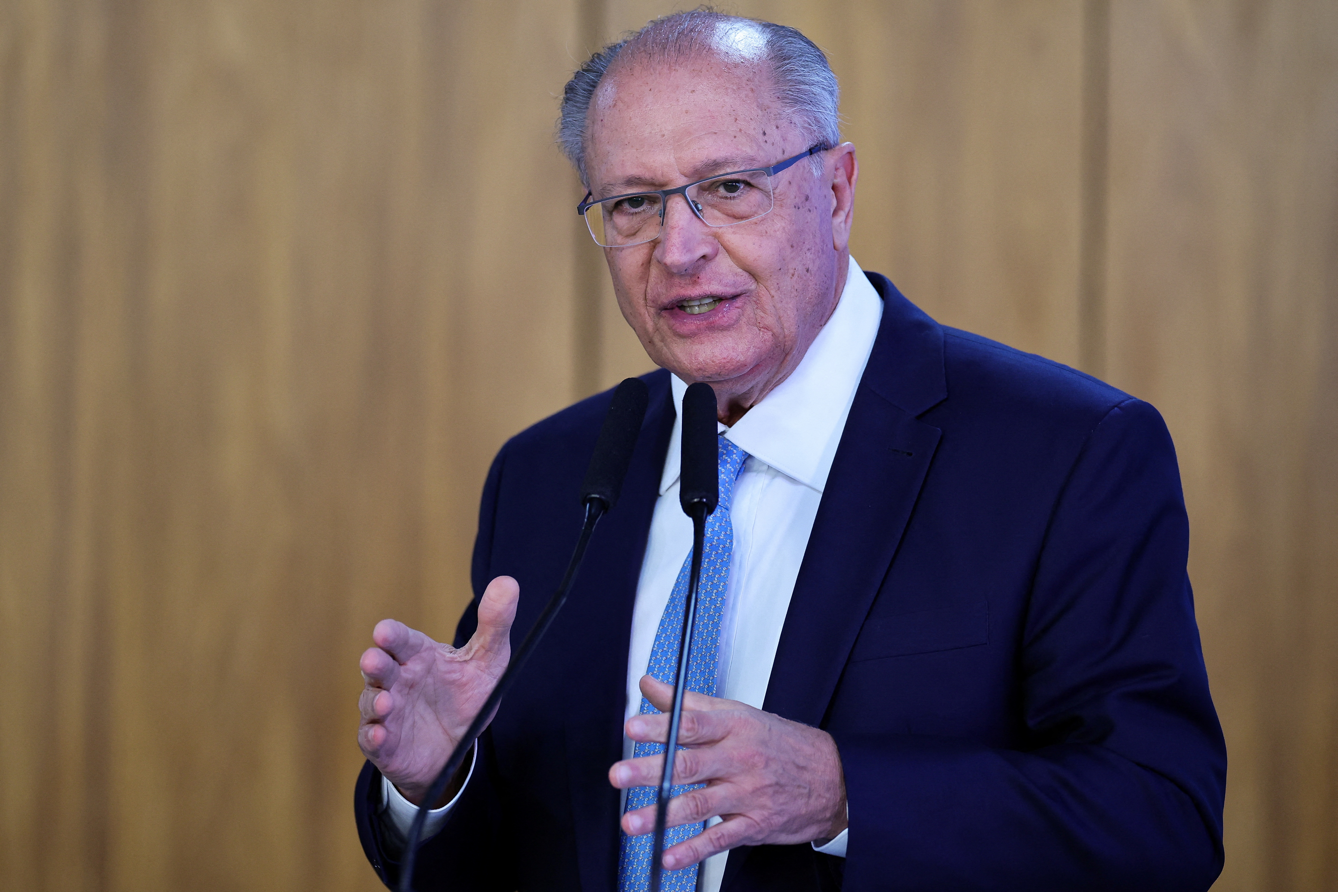 Brazil's Vice President Geraldo Alckmin speaks during a ceremony at the Planalto Palace, in Brasilia